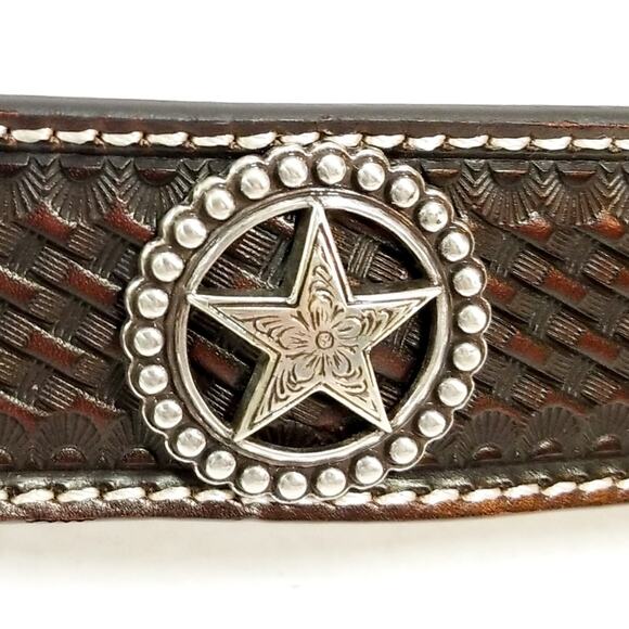 New Cavenders full grain leather star concho western belt 36 main image 10